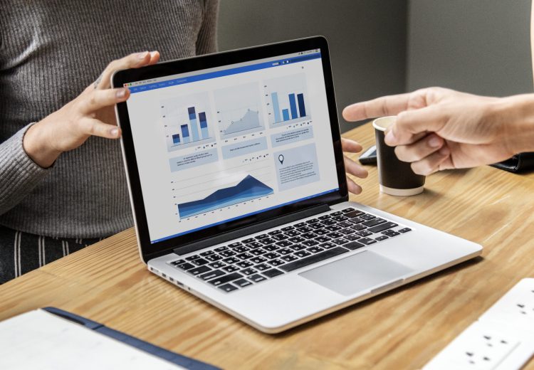 Business presentation on a laptop screen